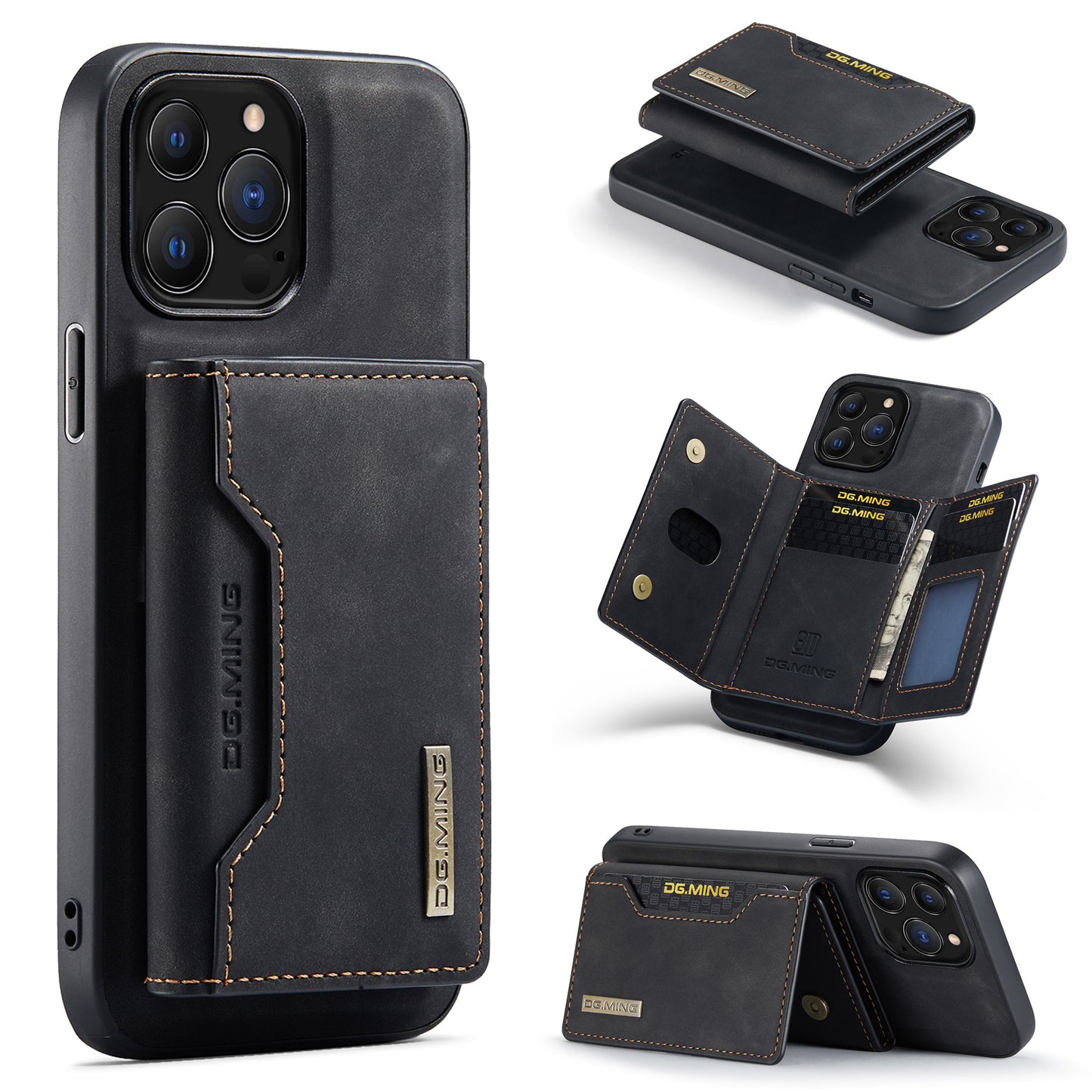 2in1 Magnetic Leather Phone Case & Magnetic Card Wallet for iPhone Series